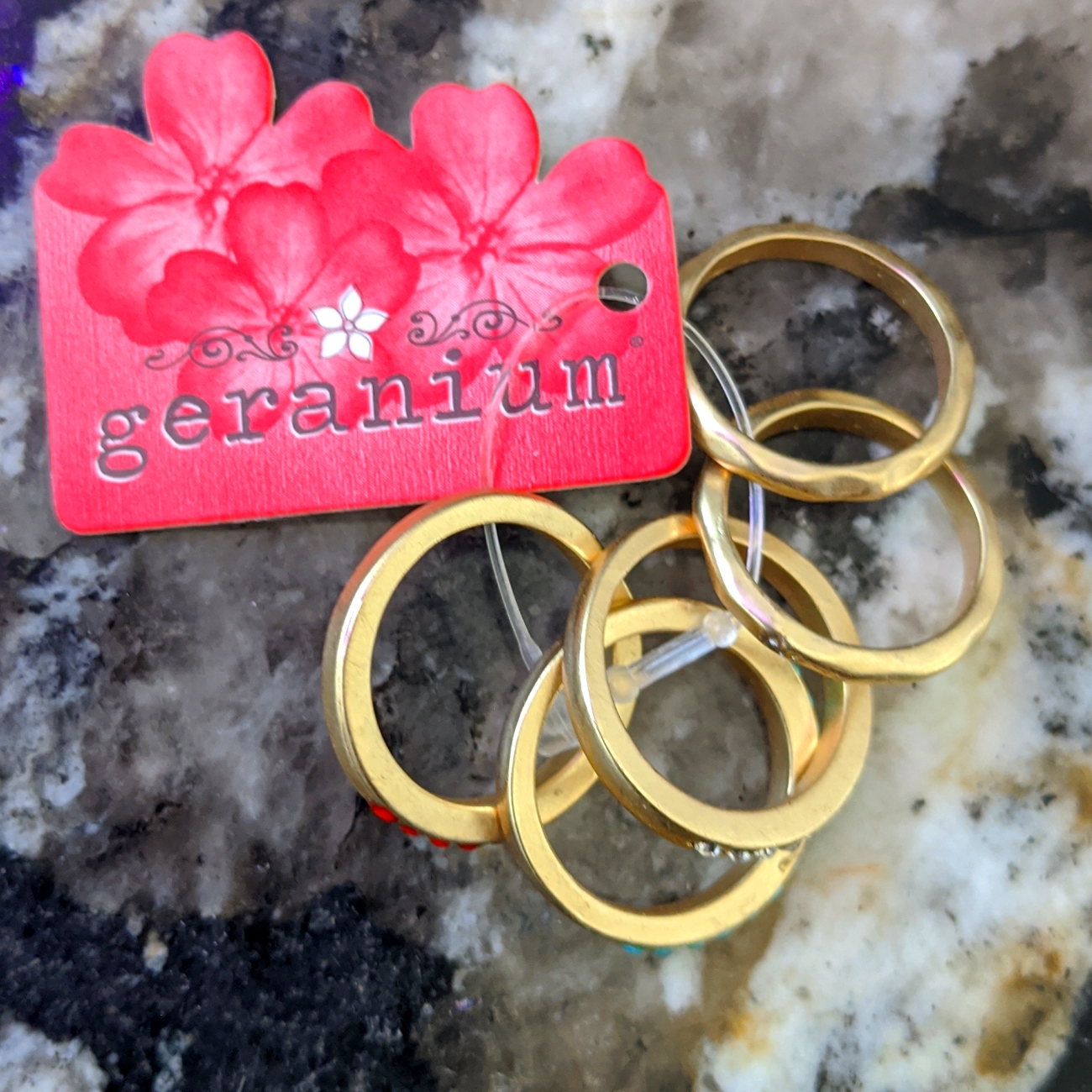 Nwt Geranium Stackable Rings